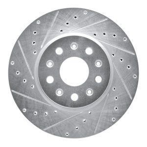 Cadillac CT5 Brake Rotor (1) - Front Left - R1 Concepts - Drilled & Slotted - Silver - `16-`25